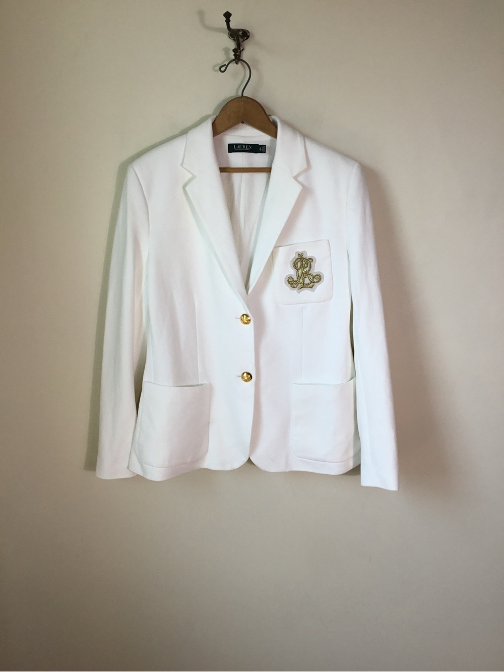 Ralph Lauren White Logo Patch BlazerBullion Jacquard